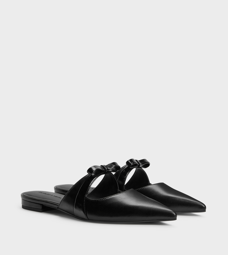 KALEEN Solid Bow Detail Pointed Toe Mules