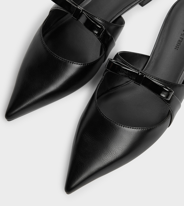 KALEEN Solid Bow Detail Pointed Toe Mules