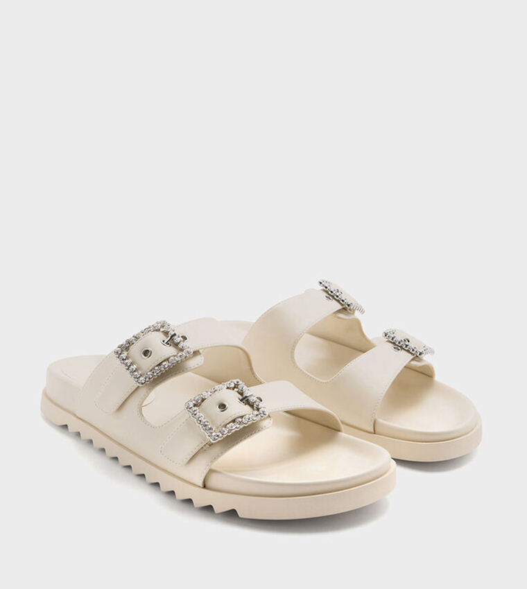 Charles & Keith  Flat Sandals - Off White Flat Sandals