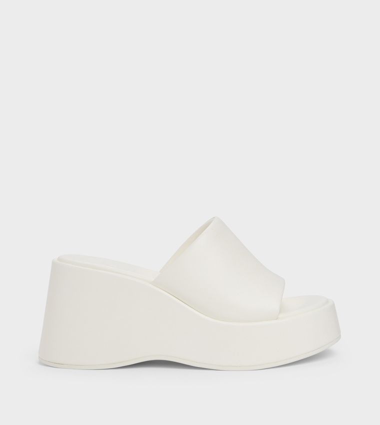 Solid Open Toe Platform Wedge Sandals