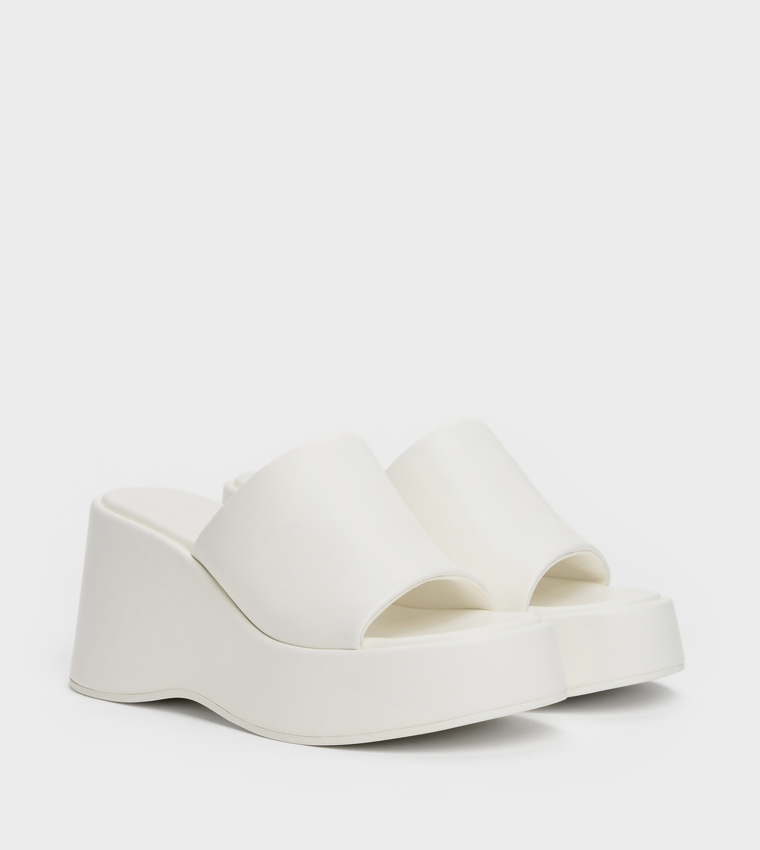 Solid Open Toe Platform Wedge Sandals