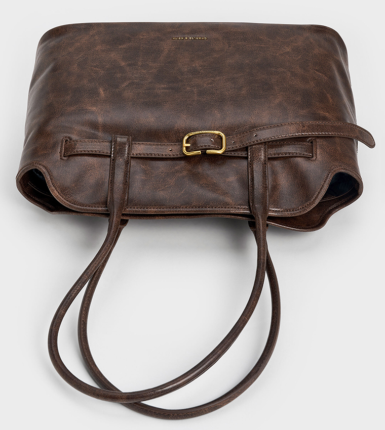 VICTORIA Belted Trapeze Tote Bag