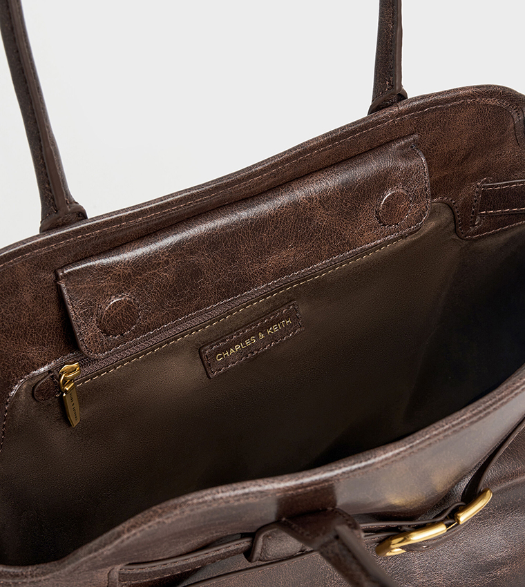 VICTORIA Belted Trapeze Tote Bag