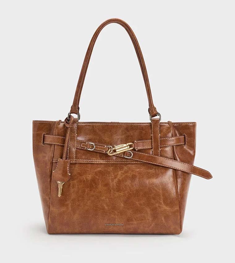 DELFINA Belted Tote Bag
