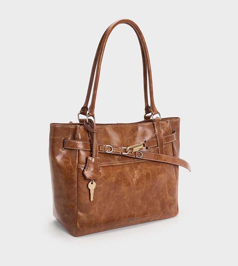DELFINA Belted Tote Bag