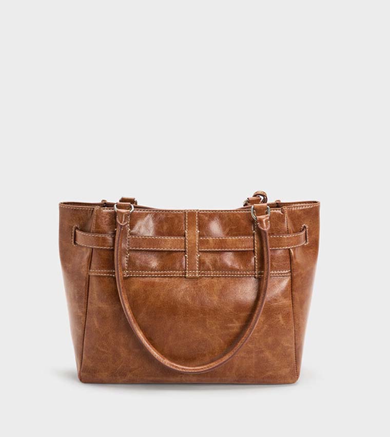 DELFINA Belted Tote Bag