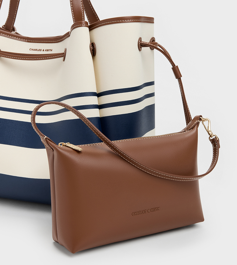 HANYA Striped Drawstring Canvas Tote Bag