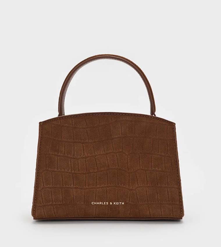 AUBRIELLE Croc-Effect Belted Top Handle Bag