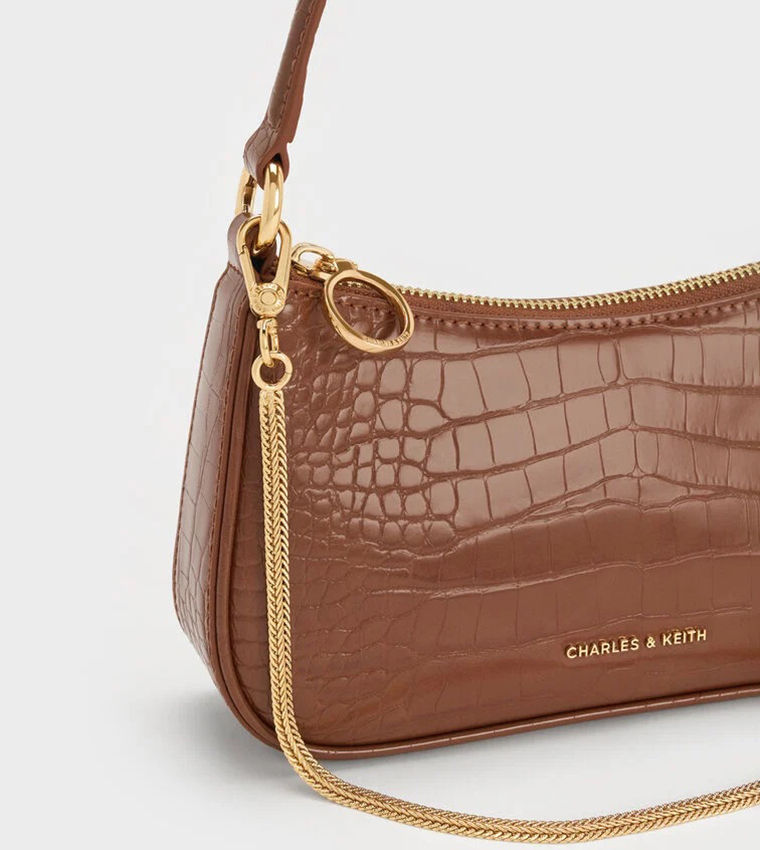 ELSPETH Croc Textured Shoulder Bag