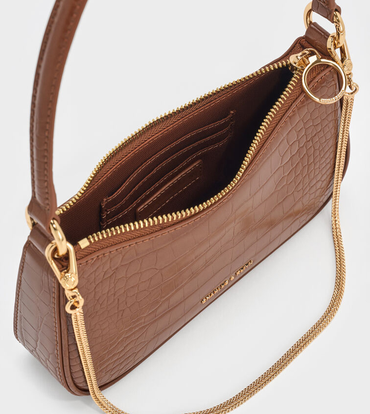 ELSPETH Croc Textured Shoulder Bag