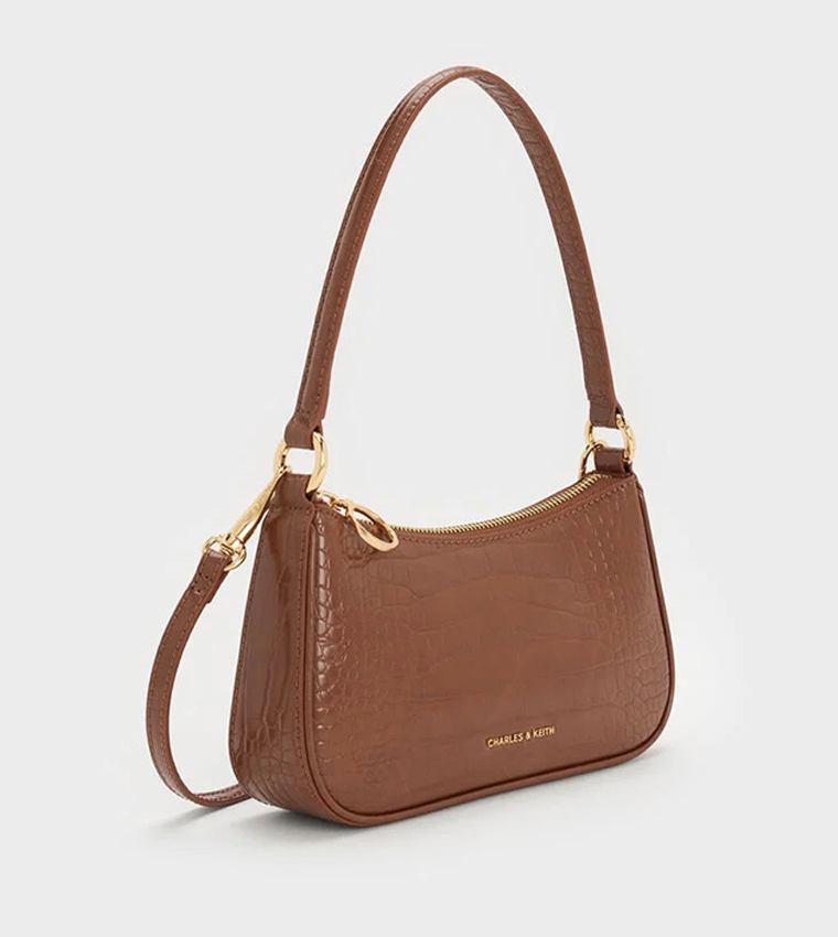 ELSPETH Croc Textured Shoulder Bag