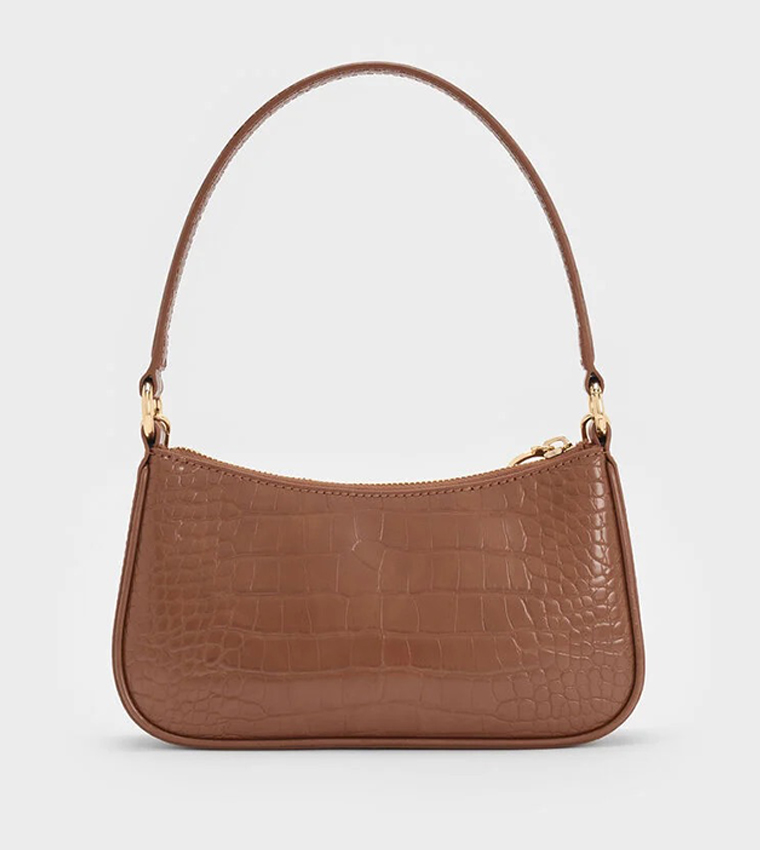 ELSPETH Croc Textured Shoulder Bag