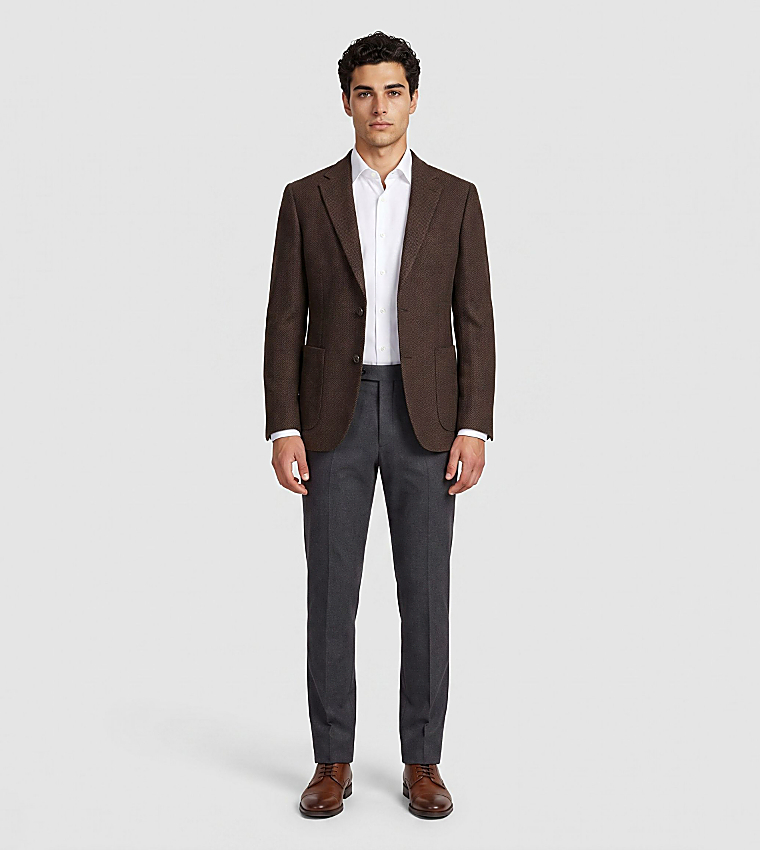 Herringbone Single Breasted Blazer