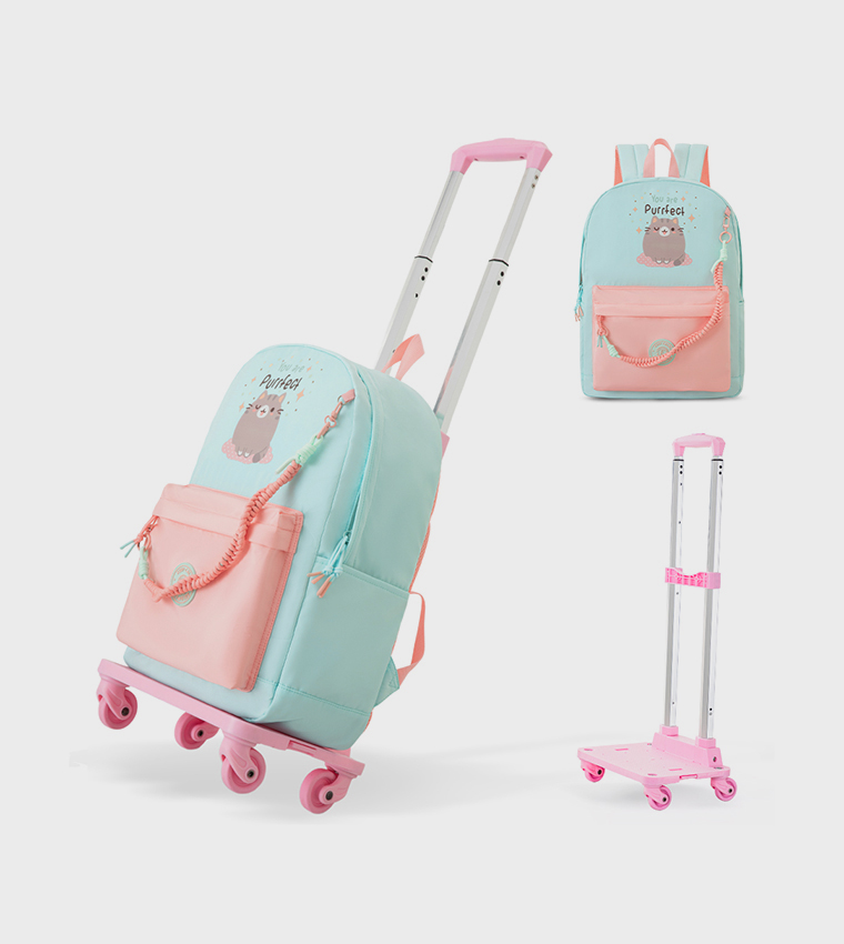 16.5" School Backpack with 4-Wheel Trolley Set