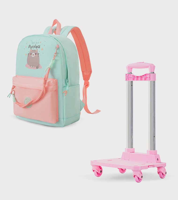 16.5" School Backpack with 4-Wheel Trolley Set