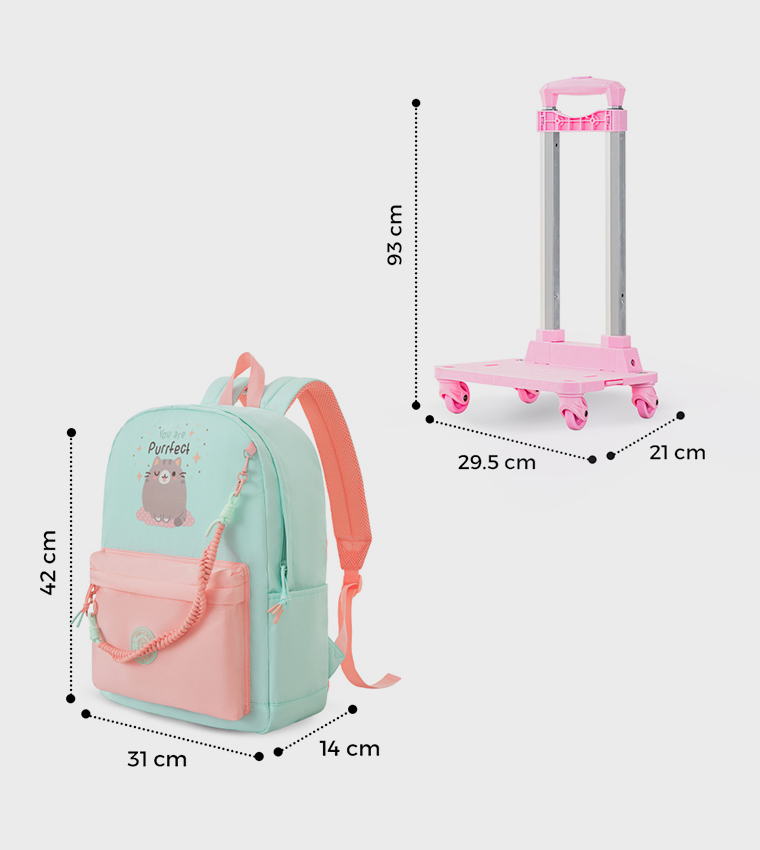 16.5" School Backpack with 4-Wheel Trolley Set