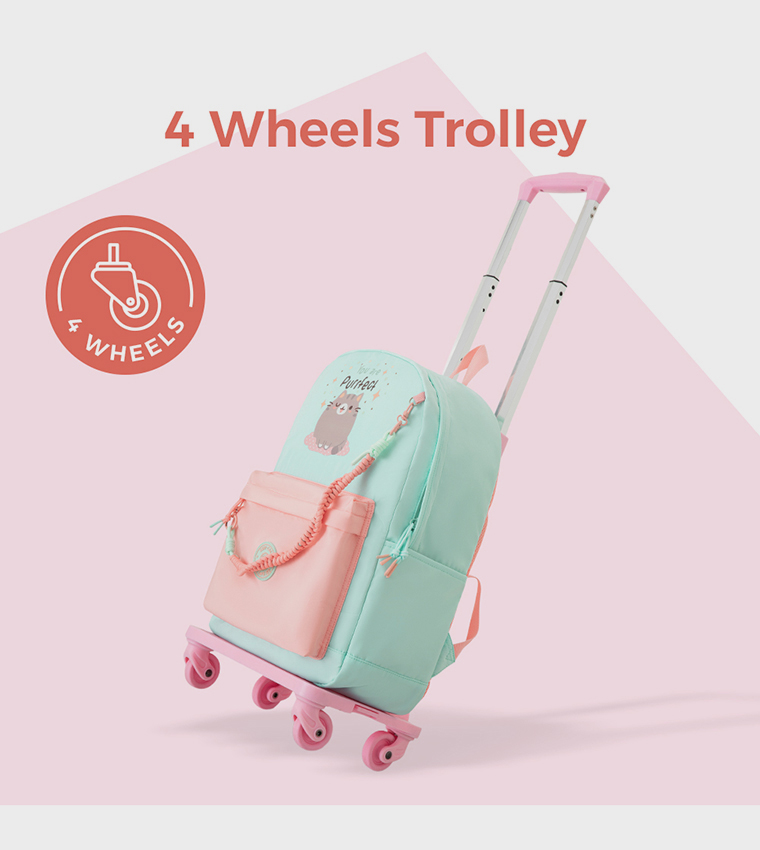 16.5" School Backpack with 4-Wheel Trolley Set