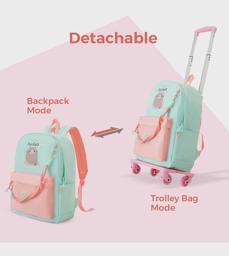 16.5" School Backpack with 4-Wheel Trolley Set
