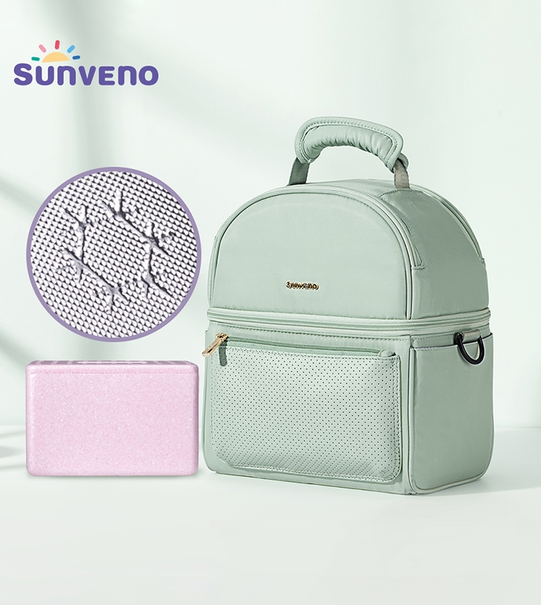 حقيبة غداء معزولة مع صندوق حراري و4 قطع مجموعة أكياس ثلج بنقشة القرش