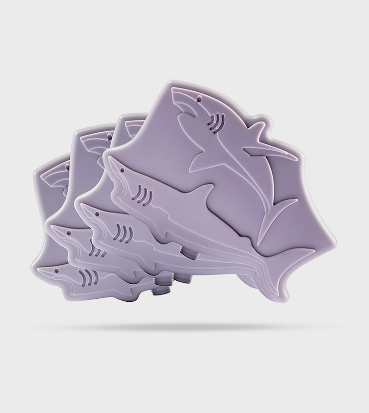 حقيبة غداء معزولة مع صندوق حراري و4 قطع مجموعة أكياس ثلج بنقشة القرش