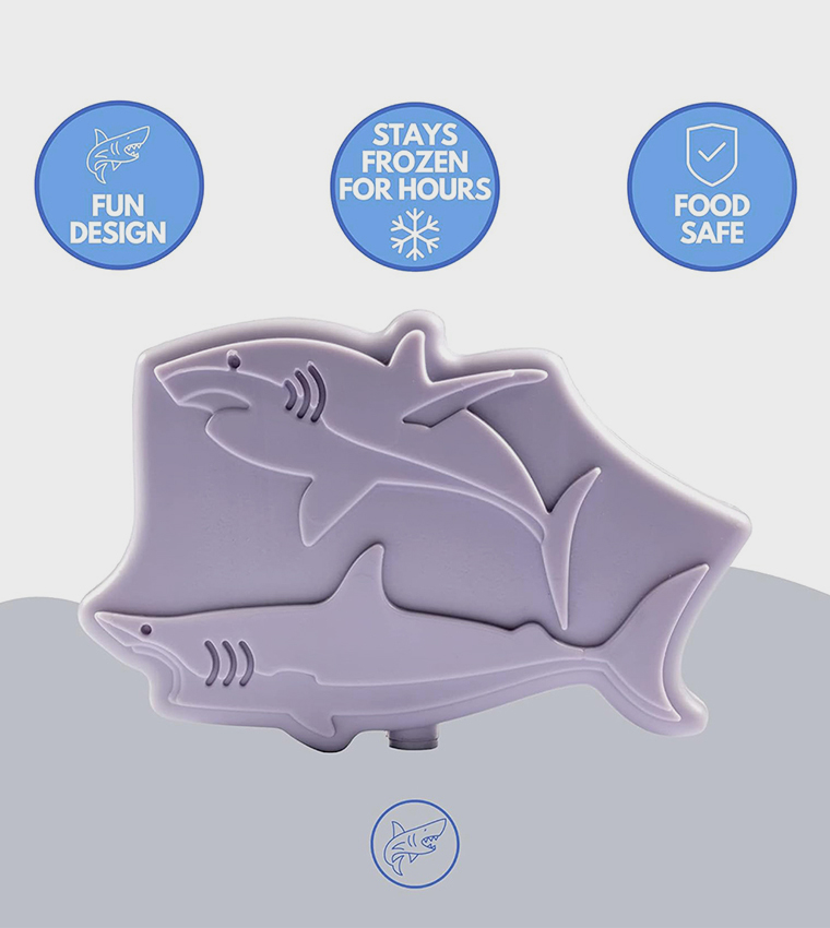 حقيبة غداء معزولة مع صندوق حراري و4 قطع مجموعة أكياس ثلج بنقشة القرش