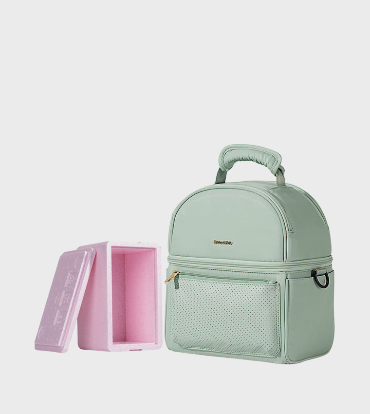 حقيبة غداء معزولة مع صندوق حراري و4 قطع مجموعة أكياس ثلج بنقشة القرش