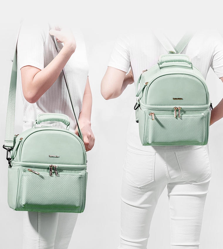 حقيبة غداء معزولة مع صندوق حراري و4 قطع مجموعة أكياس ثلج بنقشة القرش