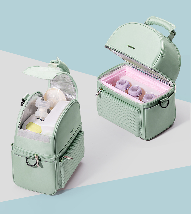 حقيبة غداء معزولة مع صندوق حراري و4 قطع مجموعة أكياس ثلج بنقشة القرش