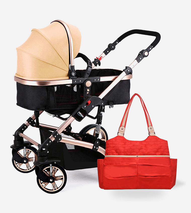 3 In 1 Pram Stroller with Fashion Diaper Tote Bag