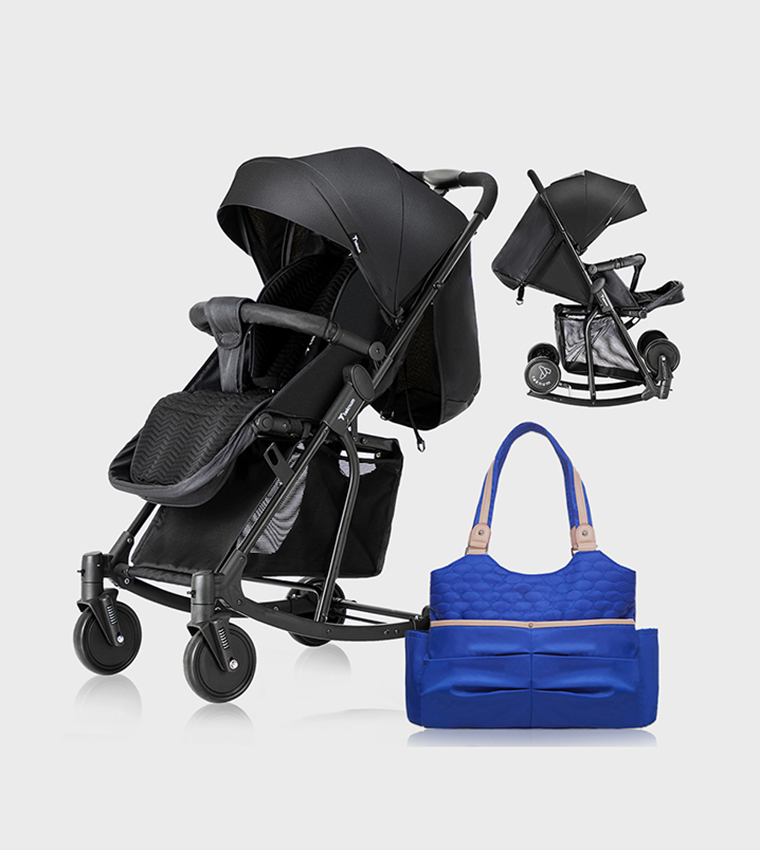 Stroller with Rocker and Diaper Tote Bag Set
