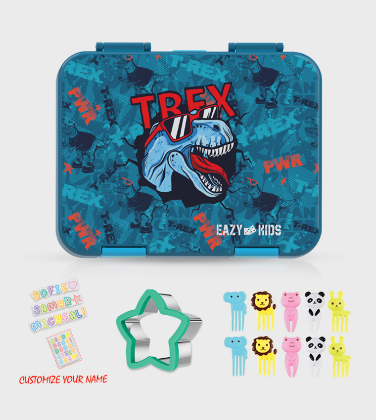 TREX Themed 6 & 4 Convertible Bento Lunch Box Set with Bag