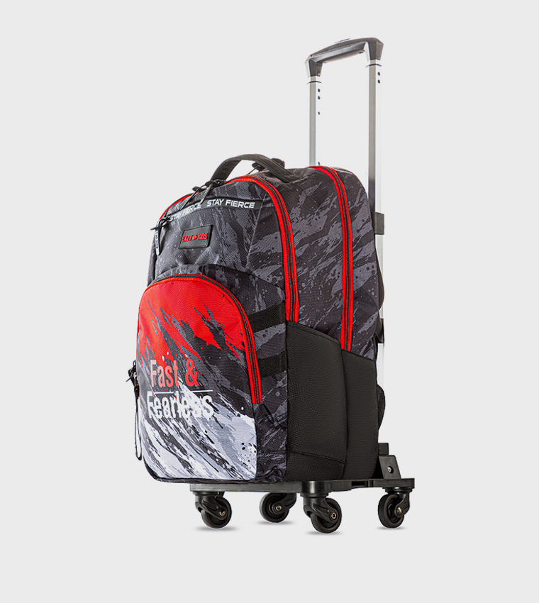 20" 4 Wheel Trolley School Bag - Fast & Fearless