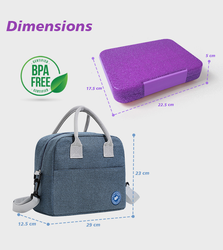 Shimmer 6 & 4 Convertible Bento Lunch Box Set with Bag