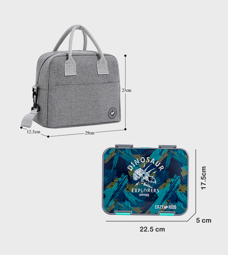 6 & 4 Convertible Bento Lunch Box and Lunch Bag Set - T-Rex