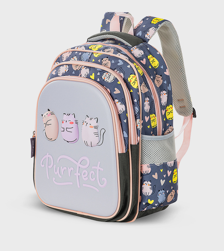 حقيبة مدرسية بطبعة مقاس 16 إنش مع مقلمة