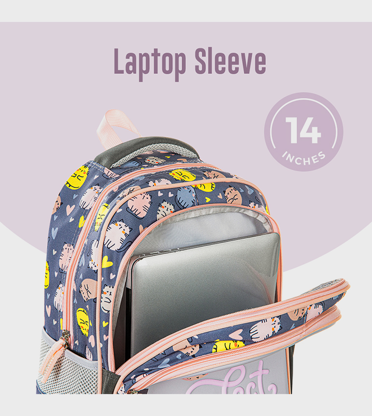 حقيبة مدرسية بطبعة مقاس 16 إنش مع مقلمة