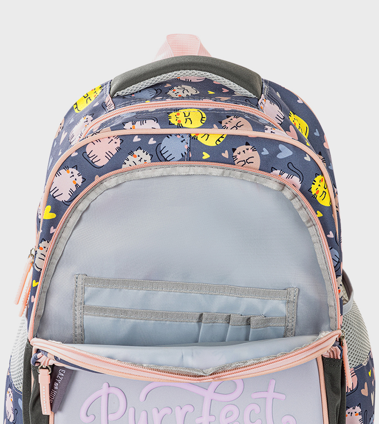 حقيبة مدرسية بطبعة مقاس 16 إنش مع مقلمة