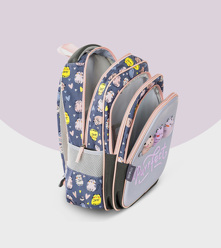 حقيبة مدرسية بطبعة مقاس 16 إنش مع مقلمة