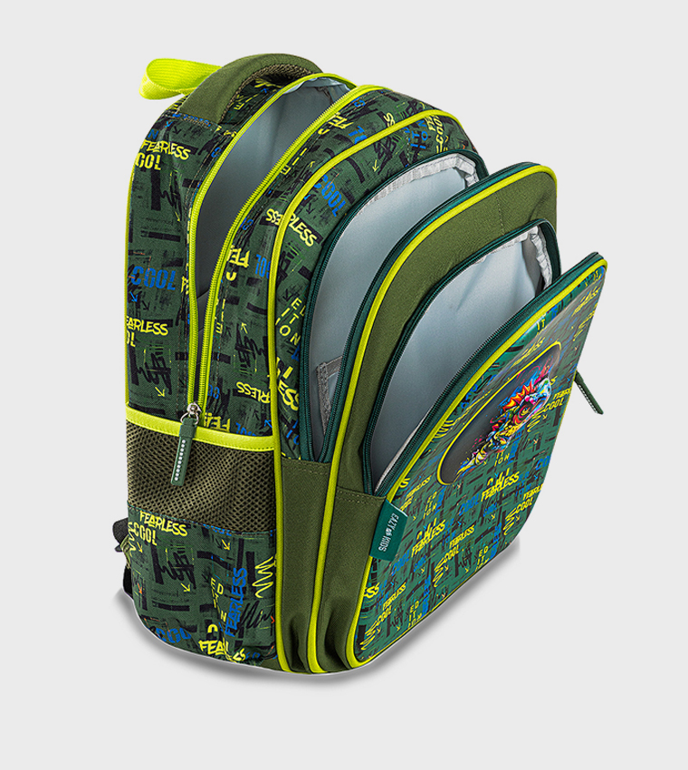 حقيبة مدرسية بطبعة ديناصور مقاس 16 إنش مع مقلمة