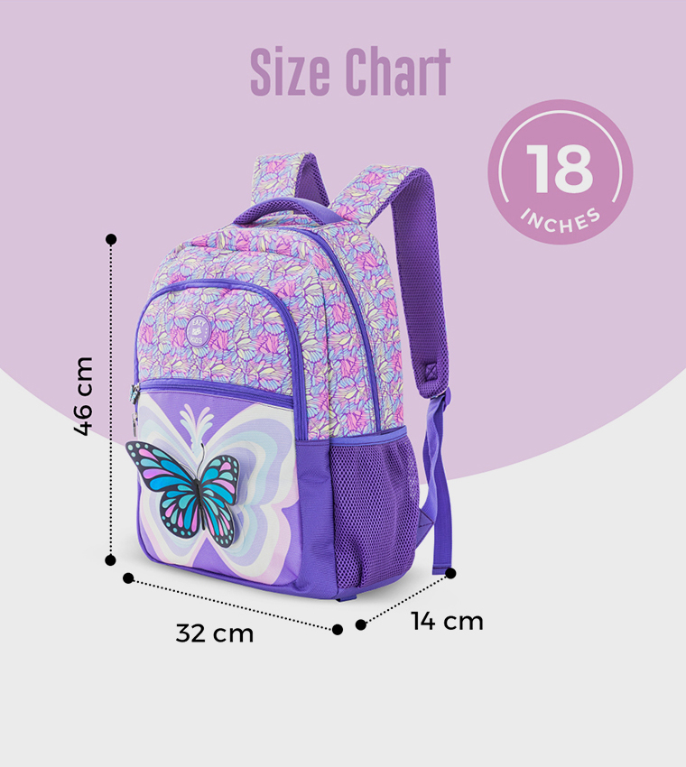 Appliqued 4-Piece 18" 4 Wheel Trolley Backpack - 3D Butterfly