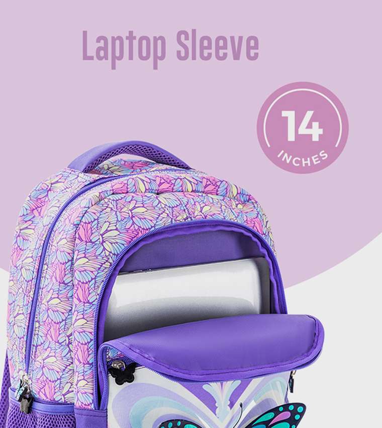 Appliqued 4-Piece 18" 4 Wheel Trolley Backpack - 3D Butterfly