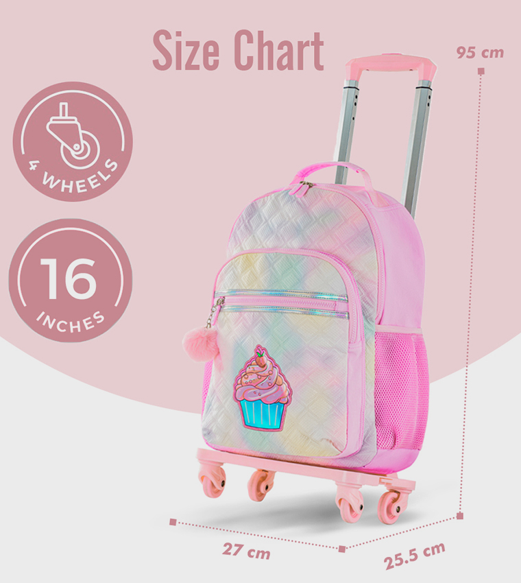 4-Piece Printed 17" 4 Wheel Trolley Backpack Set - Sugar Pop