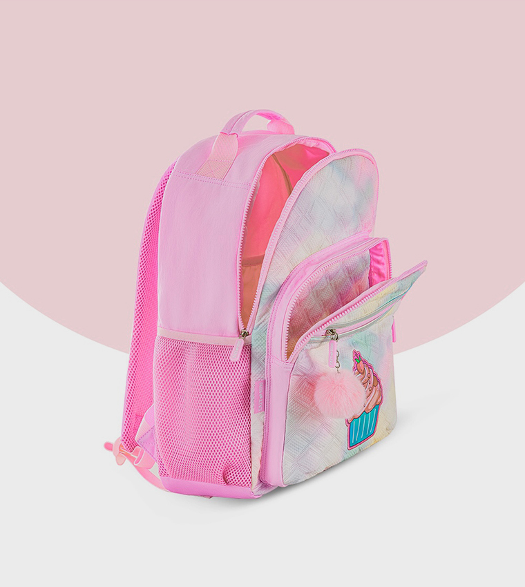 4-Piece Printed 17" 4 Wheel Trolley Backpack Set - Sugar Pop