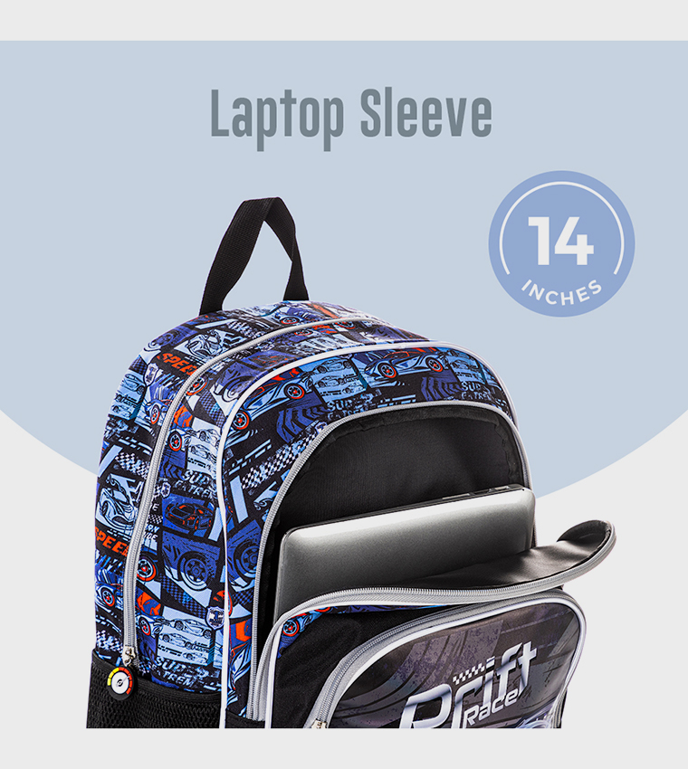4-Piece Printed 18" 4 Wheel Trolley Backpack Set - Car Racing