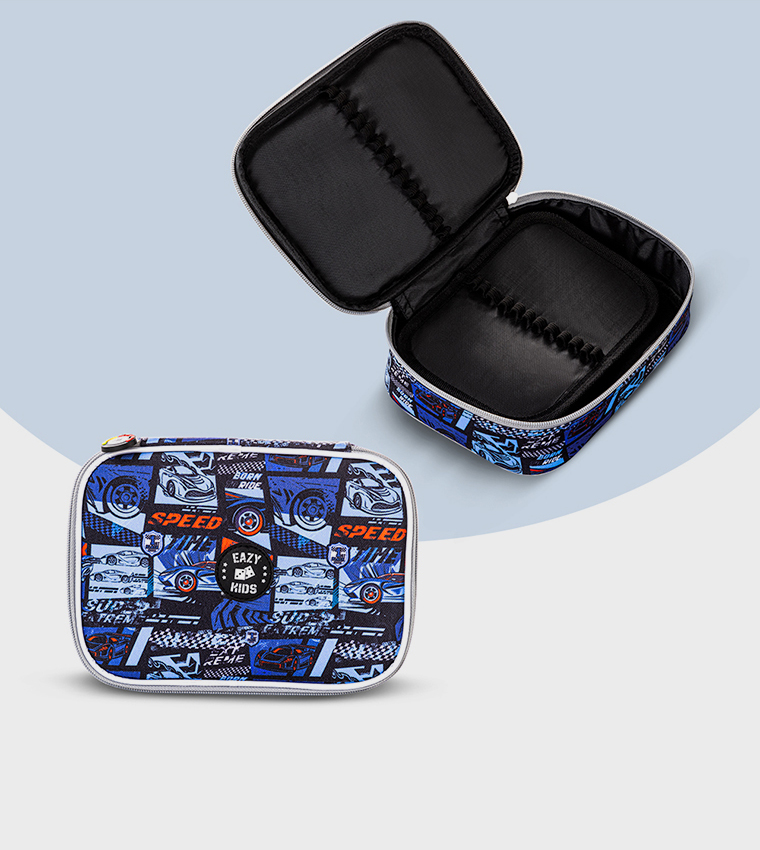 4-Piece Printed 18" 4 Wheel Trolley Backpack Set - Car Racing