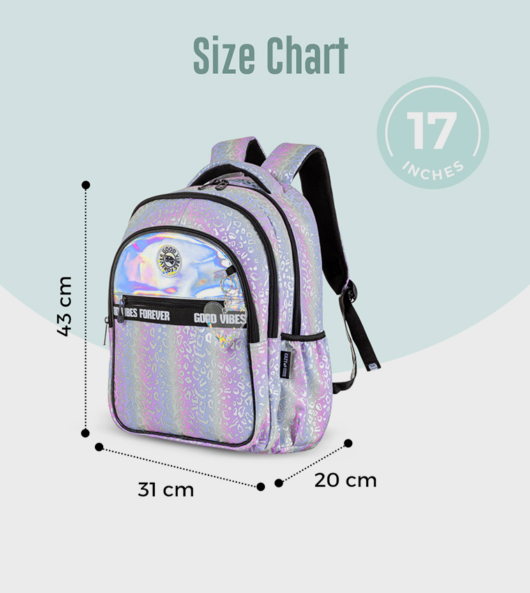 4-Piece Printed 17" 4 Wheel Trolley Backpack Set - Good Vibes