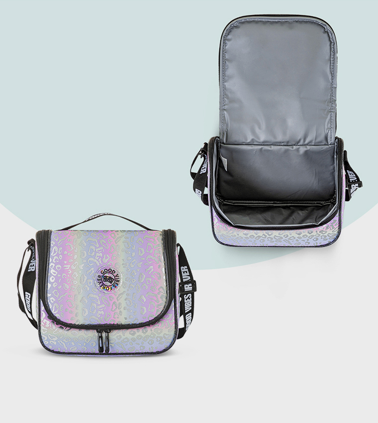 4-Piece Printed 17" 4 Wheel Trolley Backpack Set - Good Vibes