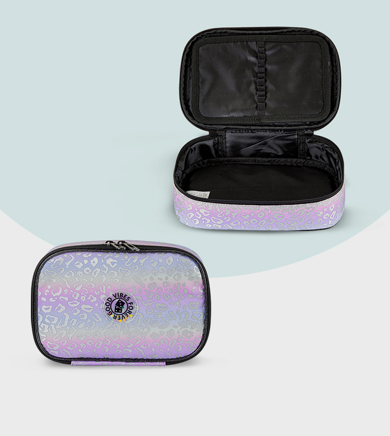 4-Piece Printed 17" 4 Wheel Trolley Backpack Set - Good Vibes