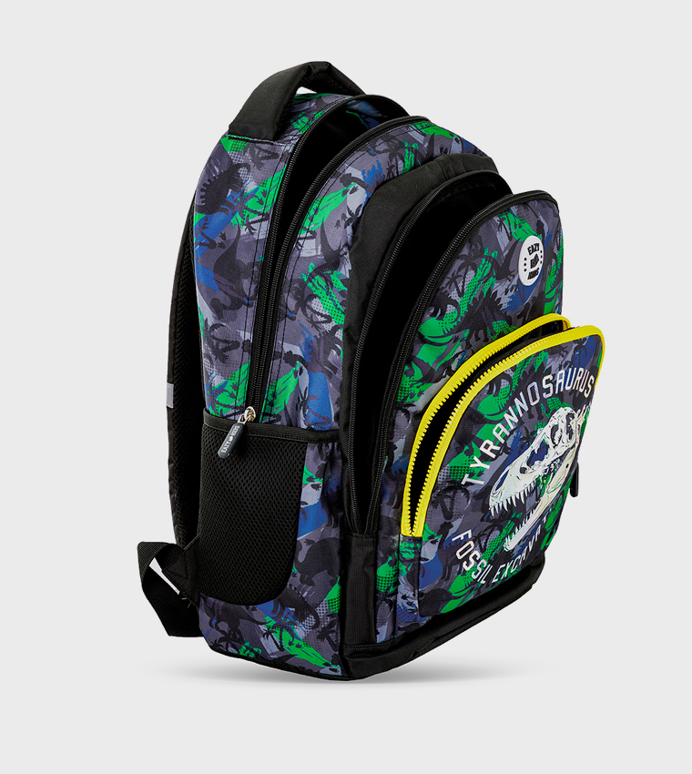 4-Piece Printed 17" 4 Wheel Trolley Backpack Set - T-Rex