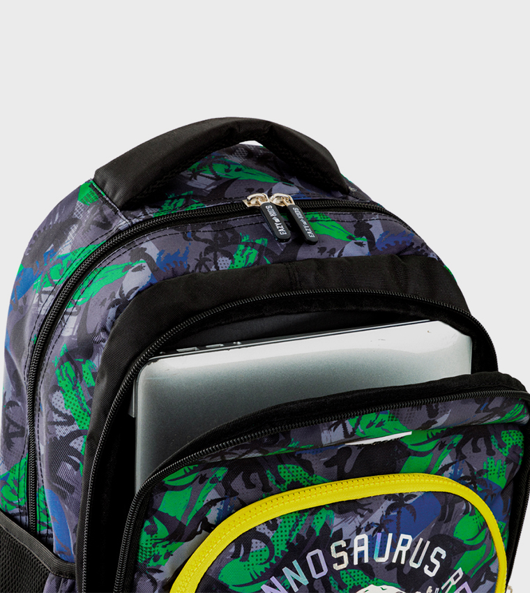 4-Piece Printed 17" 4 Wheel Trolley Backpack Set - T-Rex